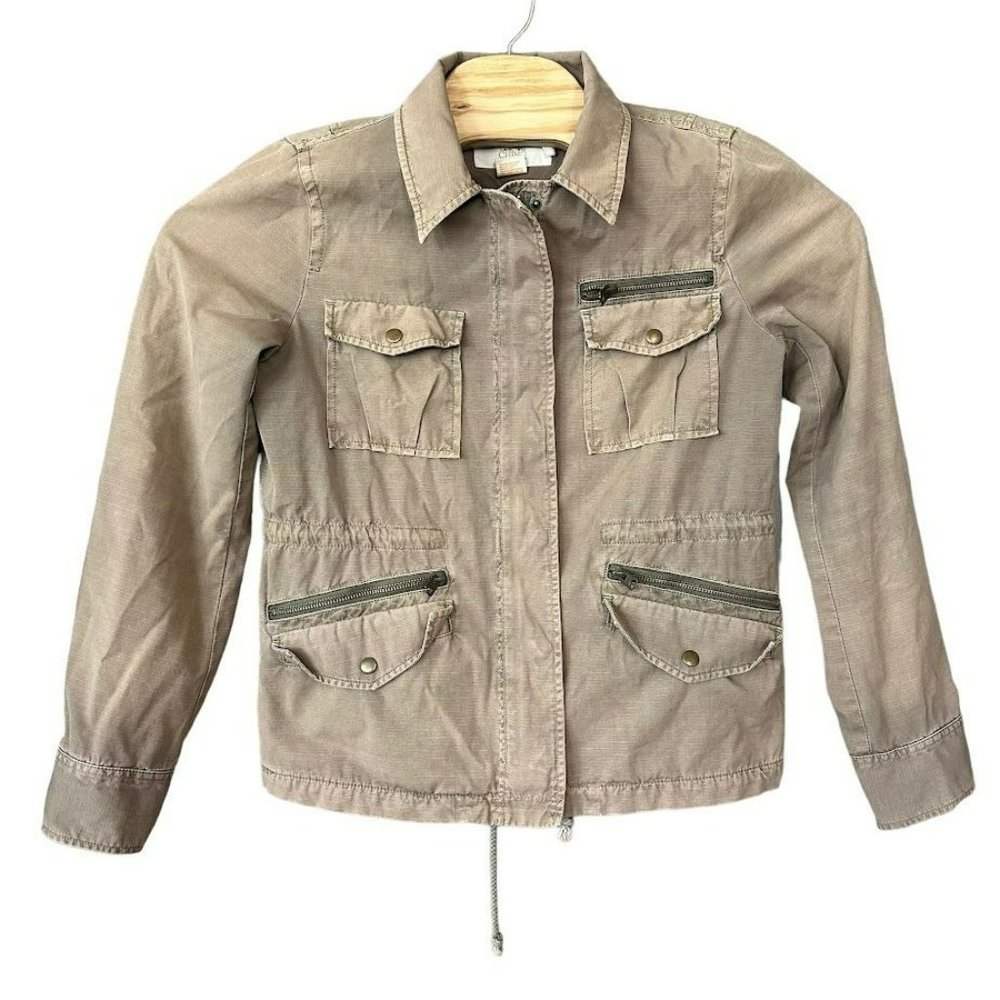 J.Crew Brown Classic Twill‎ Chino Tie Waist Utility Military Jacket Womens S